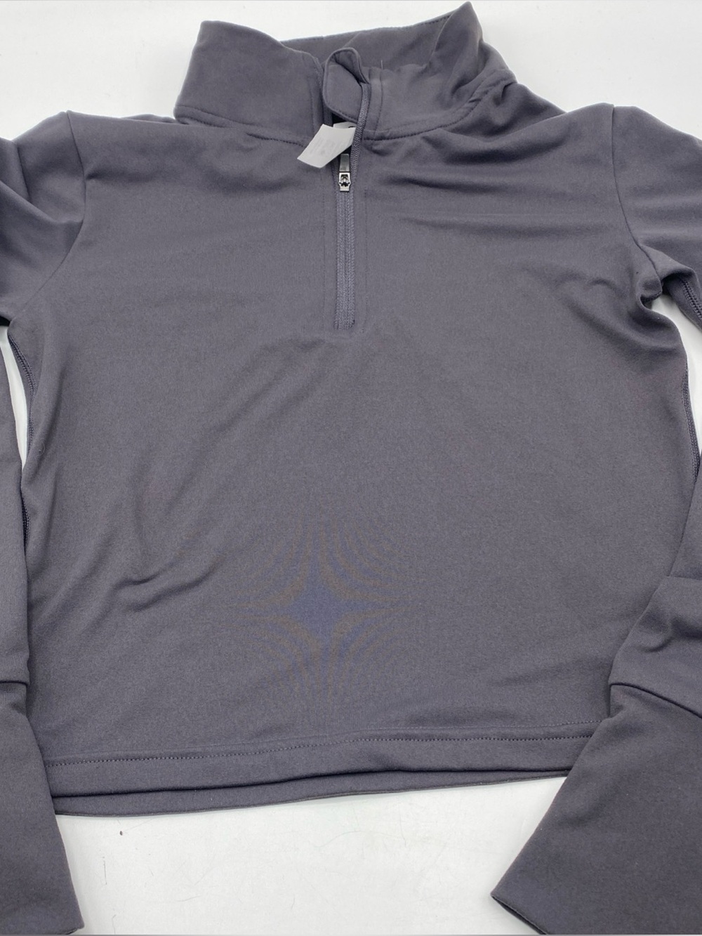 Paragon 1/4 Zip Pullover Jacket Womens Gym Stretch Crop Long Sleeve Gray Small